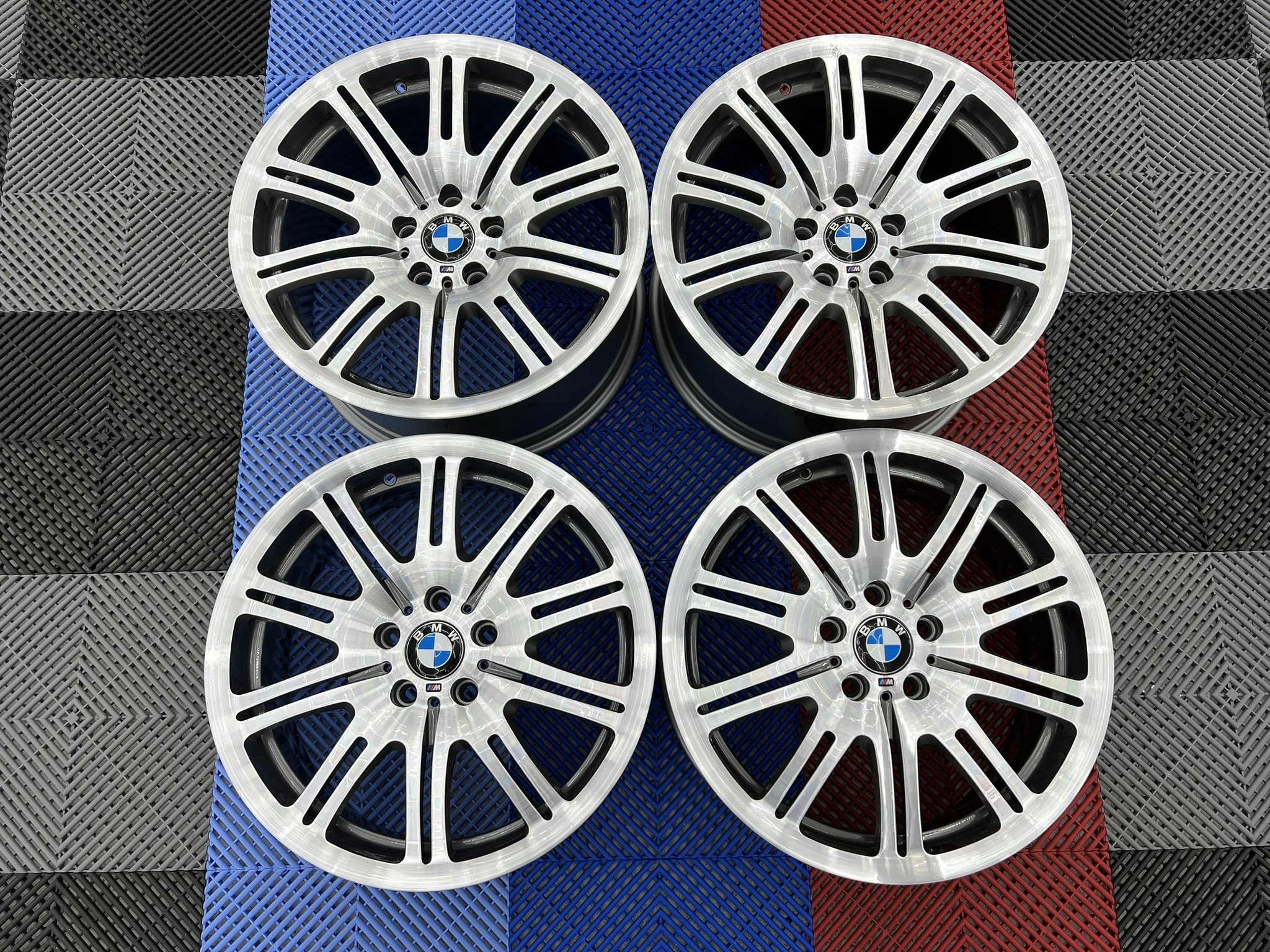 USED 19" GENUINE BMW STYLE 67M E46 M3 POLISHED ALLOY WHEELS,WIDE REAR,FULLY REFURBED